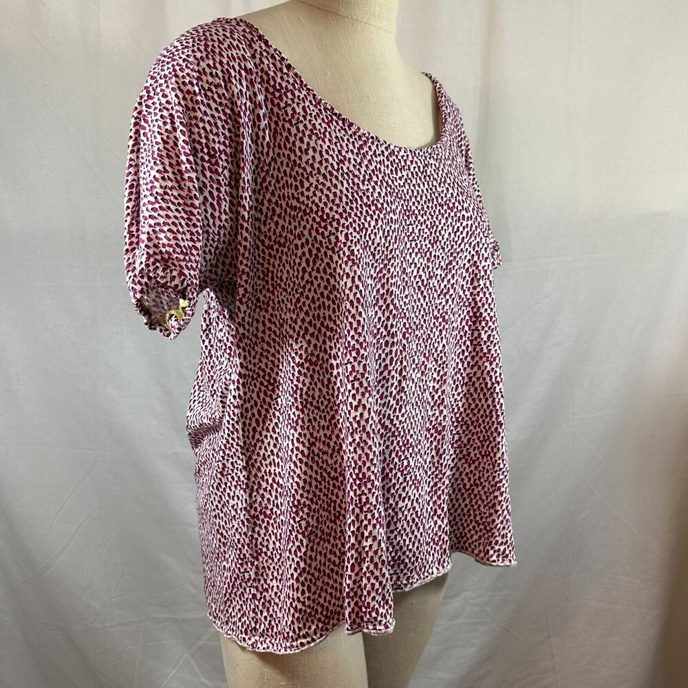 Anthropologie / Lilka White Pink Black Abstract Print Tee Size XL